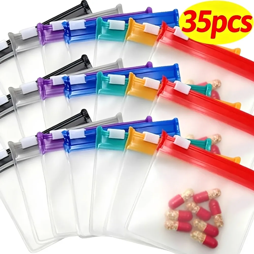 Travel Ziplock Bags - Mini bolsas dispensadoras de pastillas coloridas,
