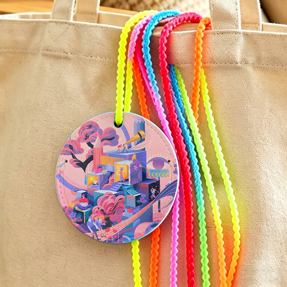 Travel Accessories Leather - Etiqueta de equipaje creativa con ilustración