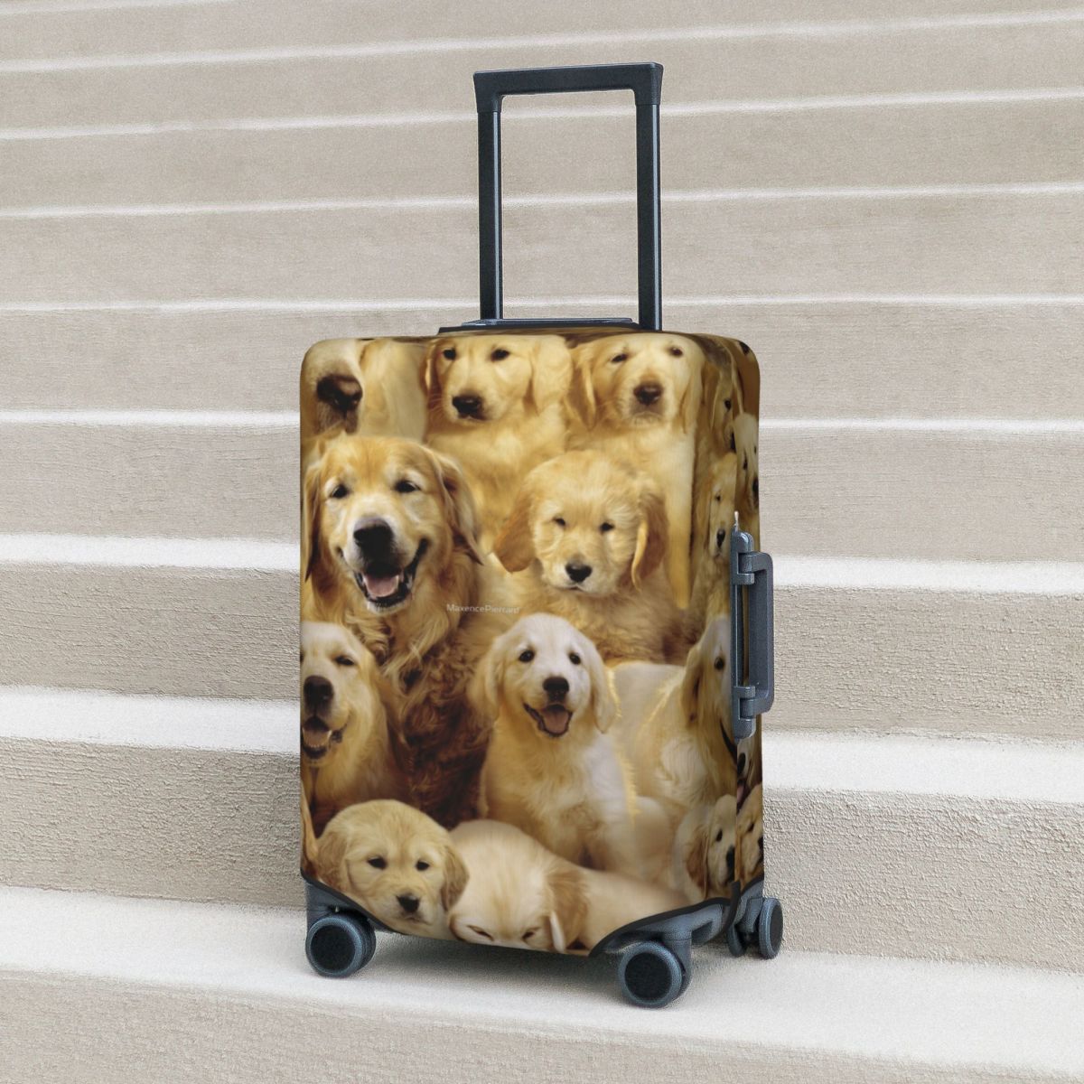 Travel Accessories To 3D Print - Funda para maleta con perro dorado,